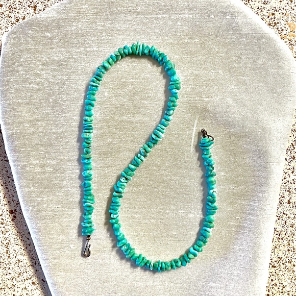 Navajo Turquoise Chunk Necklace Handmade Vintage Western New Mexico - Picture 2 of 8